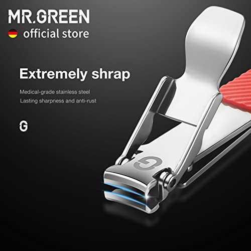 MR.GREEN Compact Nail Clippers Foldable Nail Cutters Manicure Tools Portable Fingernail Clipper with Key Chain Nail Scissors (Red)