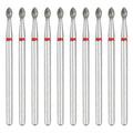 10 Pcs Diamond Grinding Bit, 200-230 Grit 2.3x4mm Oval Head - color: Red, size: 2.3x4mm