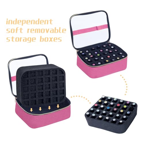 Small Clear Nail Polish Case Holds 30 bottles(15ml-0.5fl.oz) Nail Polish Organizer Multifunctional Nail Polish Bag organizer, Cosmetic Travel Makeup Cases for Women, RoseRed - color: Rose Red 30B, size: 1Pcs-30 bottles