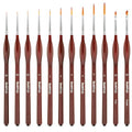 Detail Paint Brush Set, Rock Ninja 12pcs Thin Brushes for Fine Detailing & Art Painting - Acrylic,Watercolor, Oil Miniatures, Scale Models, Airplane Kits, Nail, Line Drawing - color: Red
