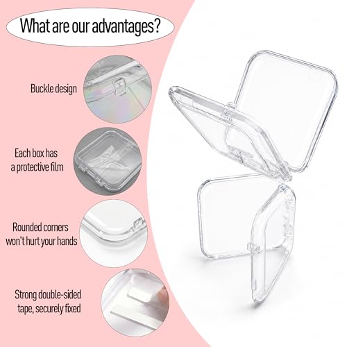 6 Pcs Press On Nail Storage Box with 60 Double Sided Adhesive Tapes, Clear Acrylic Nail Packaging Box, Fake Nail Display Case Organizer for Press Ons, Nail Art Business, Salon Supplies - color: 6 Pcs