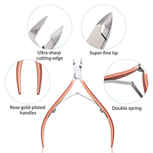 Mudder 3 Pcs Cuticle Trimmer Nipper Stainless Steel Nail Scissor, Rose Gold - color: Rose Gold
