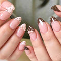 French Tip Press on Nails with Polka Dots, Short Almond Fake Nails - color: Style-19