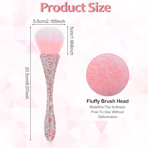 Ymapinc Pink Rhinestone Nail Duster Brush - Women Face Make Up Shiny