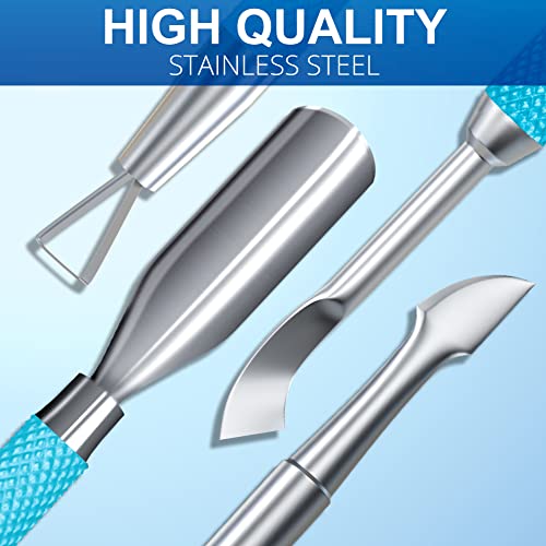 2PCS Turquoise/Lake Blue Cuticle Pusher Tool and Scraper Nail Pusher - color: Turquoise/Lake Blue