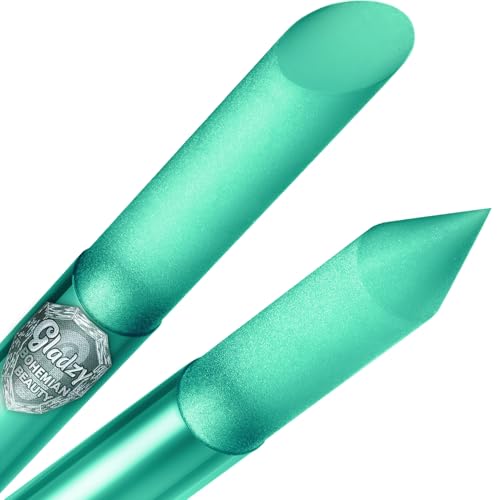 Glass Cuticle Pusher by GLADZY - Manicure Stick, Genuine Czech Quality, Professional Precision Filing Cuticle Remover, Abrasive Surface Never Wears Out - color: Glass Cuticle Pusher - Mint