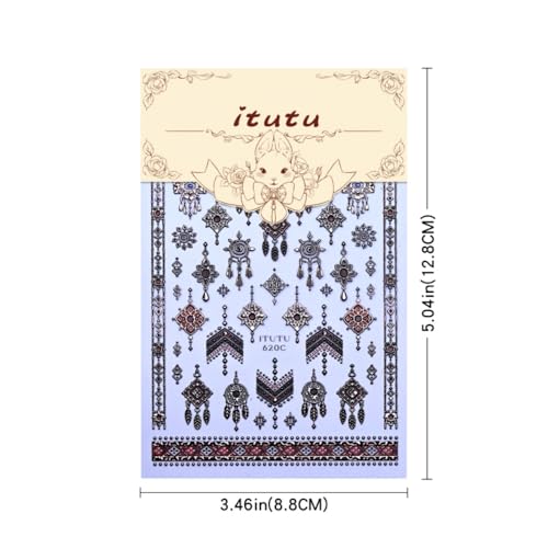 Boho Nail Stickers Gold Black Red Ethnic Tribal Feather Designs - color: Color 32
