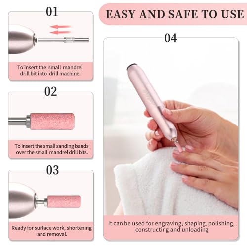 BLESWIN 100pcs Small Sanding Bands with Upgraded 3mm Mandrel Bit, 120 Grit for Acrylic Nail, Gel Nail Removing, Professional Nail Sanding Belt for Manicure and Pedicure, Pink - size: 100Pcs 120 Grit-Pink