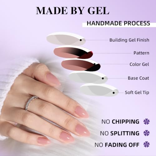 Light Nude Press On Nails, Short Almond, Glossy Skin Tone Glue On Nails - color: A12-Light Nude