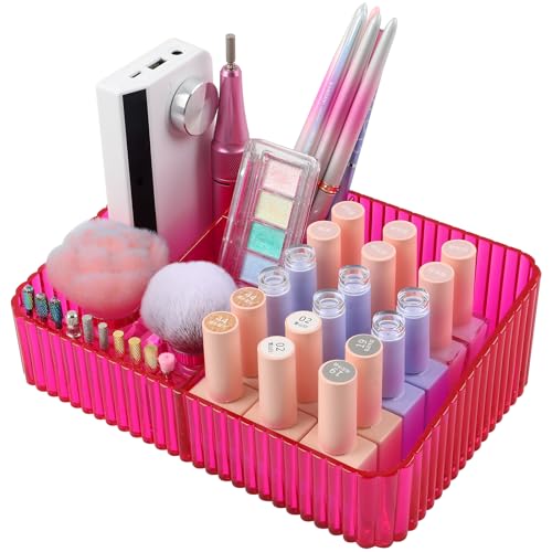 Nail Drill Holder, 10 Holes Nail Drill Machine & Bits Storage Box - color: Rose