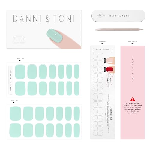 DANNI & TONI Semi Cured Gel Nail Strips Mint Green Light Green Gel Nail Wraps 28 Stickers | Fresh Mint - color: Fresh Mint