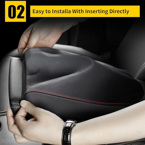 AOMSAZTO Armrest Console Covers for 2013-2018 Nissan Altima Red Stiches - color: Black with Red Stiches, size: 2013-2018