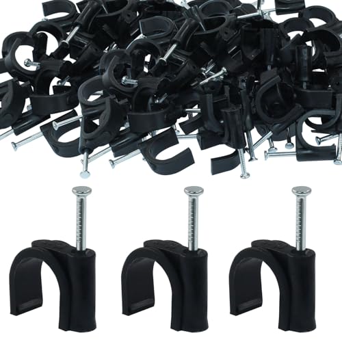 Waziaqoc 100 Pack 16mm Nail in Cable Clips - size: 16mm