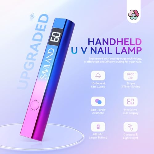 SAVILAND U V Light for Gel Nails, Mini Handheld U V LED Nail Lamp, 12W - color: A-U V Light for Nails