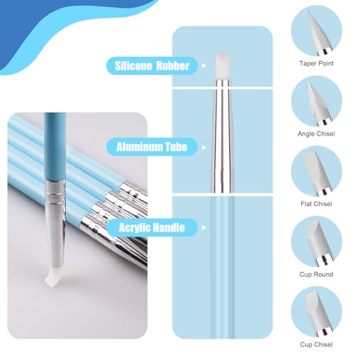 Dotting Tools, Silicone Clay Sculpting Tool, Ceramic Clay Ball Stylus Dot Painting Tools, Pottery Embossing Tool for Rock, Nail, Blending, Drawing, Modeling