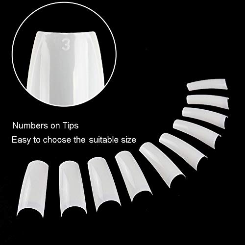 Beuniar Acrylic Nail Tips White 500Pcs French Artificial False Tip for Manicure Nails Art Salons & Home DIY - color: White