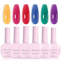 MelodySusie Jelly Gel Nail Polish Set 6PCS Milky or Jelly Texture 15ML - color: Neon Jelly Splash 15ML
