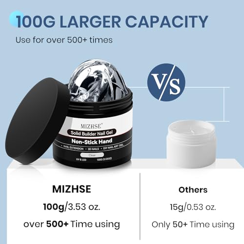 MIZHSE 100 g Solid Builder Gel for Nails, Clear 3D Sculpting Gel for Nails - color: 100g Clear