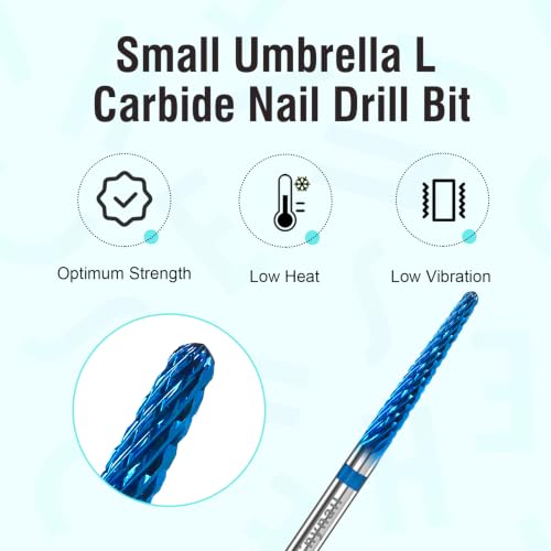 3/32" 2PCS Small Umbrella L Carbide Cuticle Cleaner Bit for Nail Cleaning - color: 014 Blue, size: M