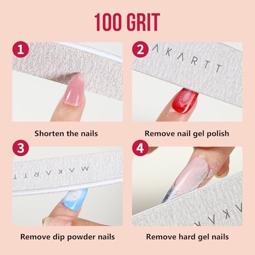 Makartt 100/180 Grit Nail Files, 20PCS Zebra Emery Boards for Nails - size: 20pcs-100/180Grit