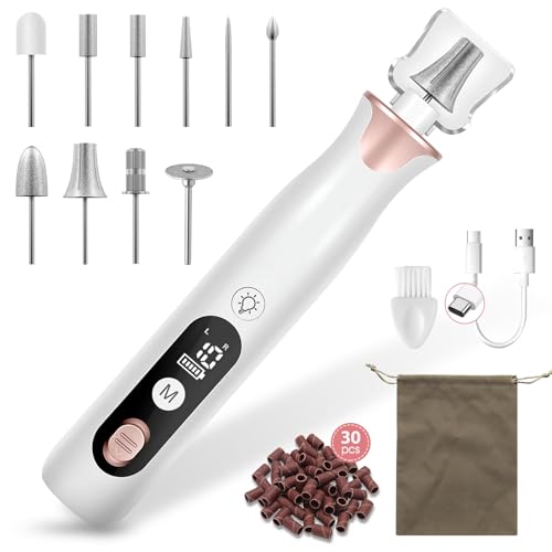 Haootadiy Electric Nail File, Cordless Electric Nail Filer Buffer with Nail Drill Bits Sanding Bands Professional Manicure Pedicure Set for Nail Grind Trim Polish, for Women & Men