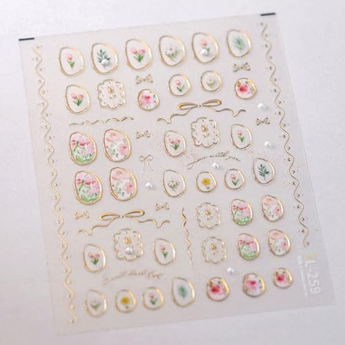 Nail Art Stickers 5D Embossed Tulip Flowers Designs - color: Tulip Flowers