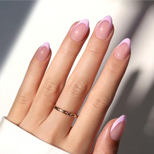 Beetles Purple French Tips Press On Nails, 160 Pcs Short Almond - color: 5 - Purple French - S