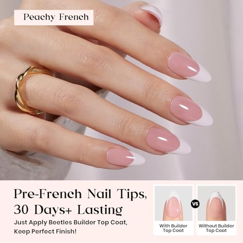Beetles Press On Nails Kit - Pink Medium Almond French Tip Nails 210Pcs - color: D - Pink French - M