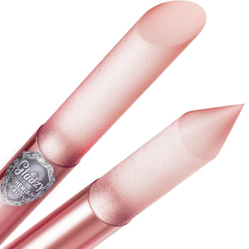 GLADZY Glass Cuticle Pusher - Manicure Cuticle Stick - Crystal Glass Cuticle Remover - Professional Nail Care Tool - Genuine Czech Quality Premium File Set - color: Glass Cuticle Pusher - Pink