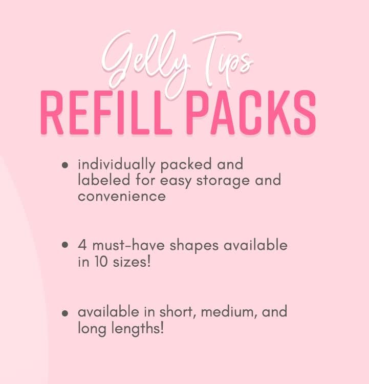 Kiara Sky Gelly Tips Refill Pack - Soak Off Soft Gels - Coffin Shape (Long Length) (Sizes 3, 4, 5) - style: Sizes 3, 4, 5