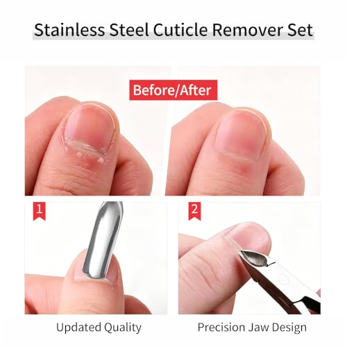 Cuticle Trimmer with Pusher Cutter, Premium Stainless Steel Cuticle Nippers Clippers, Dead Skin Remover, Professional Salon Home Manicure Pedicure Tools for Fingernails Toenails
