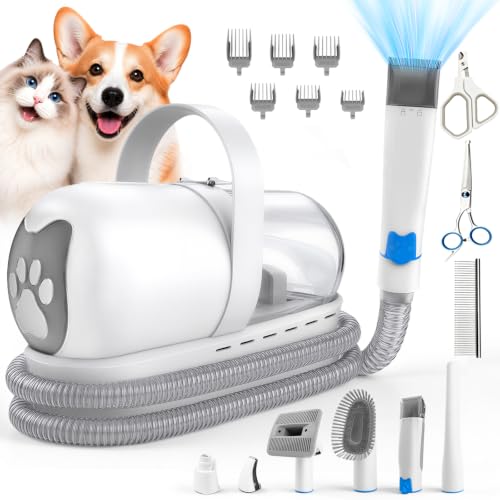 Dog Grooming Kit with Vacuum, Dog Nail Clippers & Dog Nail Grinder - color: Blue