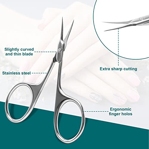 CGBE Cuticle Scissors, Extra Fine Curved Eyebrow Scissors, Silvery - color: Silvery