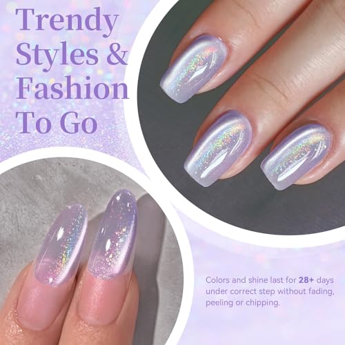 BORN PRETTY Purple Cat Magnetic Eye Gel Nail Polish Rainbow - color: Star Island