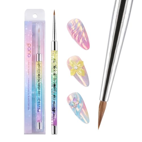 PANA Kolinsky 3D Acrylic Nail Brushes with Liquid Glitter Handle - For Professional Acrylic Powder Liquid Manicure Pedicure (Rainbow Color, Size #2) - style: style 2