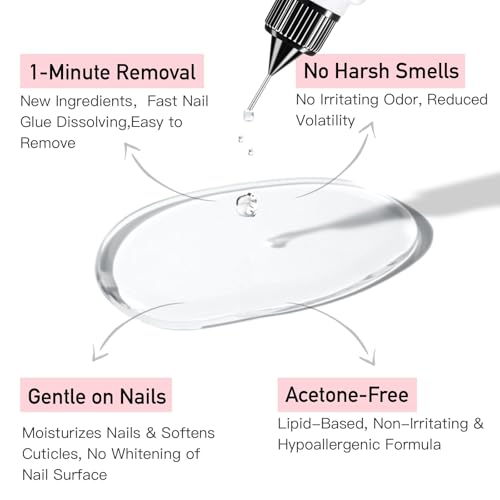 Curvlife 20ml Pinpoint Nail Glue Remover for Press on, Multi-Functional Remover for Nails Tips, Gentle Glue Remover for Gel x Nails, Non-Acetone Nail Polish Remover - size: 0.5 Fl Oz (Pack of 1)