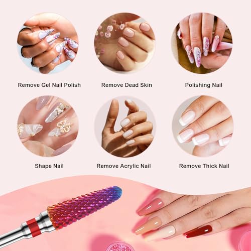 3/32" 2PCS Clean Cone Carbide Cuticle Cleaner Bit for Nail Prep & Cleaning - color: 008 Purple, size: F