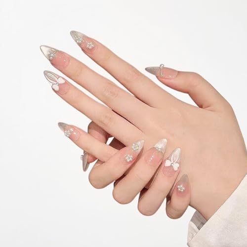 Handmade Short Almond French Press On Nails,Reusable&Salon Quality(A021,S) - color: A021, size: Small