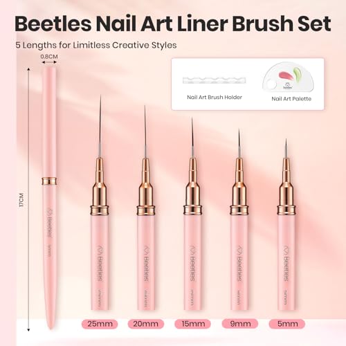 Beetles Nail Art Pens, 5pcs Nail Art Brushes Liner Brushes for Nails - color: A-Pink-5