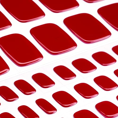 DANNI & TONI Semi Cured Gel Toenail Strips Bordeaux Red Glaze Toe Nail Stickers Gel Pedi Wraps 37 Stickers |Ruby Rush - color: Ruby Rush-pedi