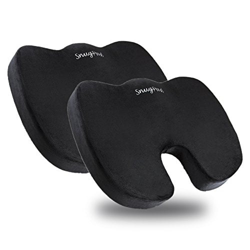 Memory Foam Seat Cushion, for Sciatica, Back, Hip, and Tailbone Pain Relief, Firm Comfortable, Support for Office Chair, Wheelchair, Car. Non-Slip Orthopedic Memory Foam Coccyx Cushion 2 Pk