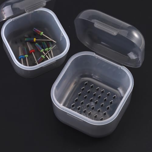 Nail Tool Sterilizer Box, Portable Soaking Box for Nail Drill Bits, Grey - color: Grey