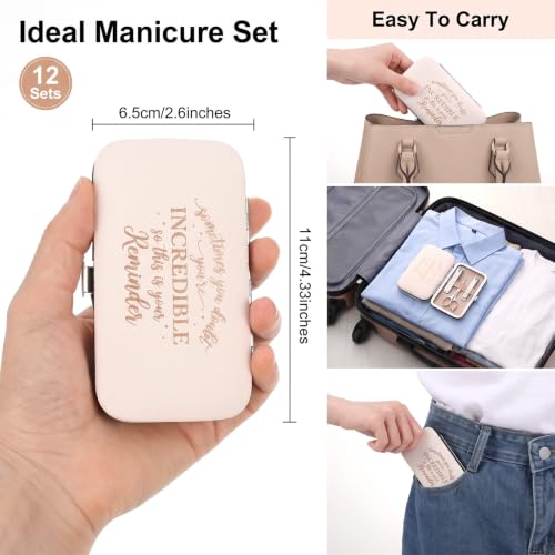 12-Pack Manicure Set, Pink Nail Clippers Kit, Pink Travel Grooming Gift