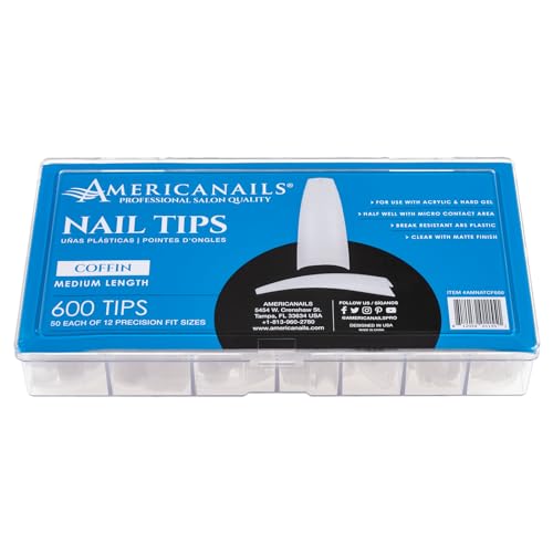 Americanails Nail Tips - Coffin 600ct - color: Coffin, size: 600 Nail Tips