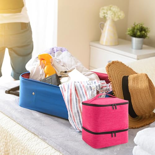 Nail Polish Carrying Case with UV LED Nail Lamp Compartment - Holds 30 Bottles, Double-layer Nail Light Storage Bag for Nail Dryer, Rose-Pink (BAG ONLY) - color: Rose Pink