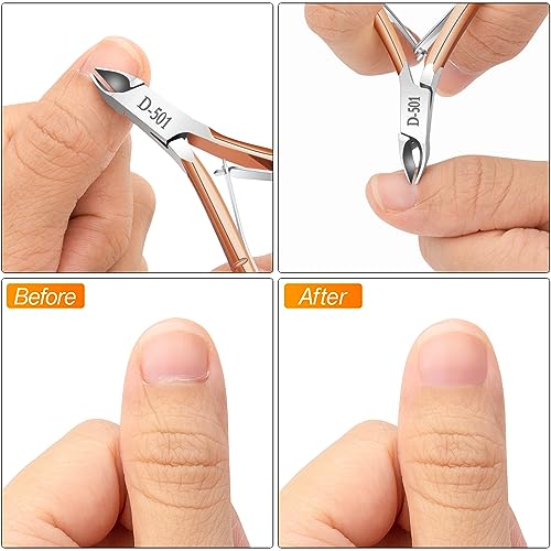 4 Pack Professional Cuticle Nippers, Rose Gold Nail Trimmer & Cutter - color: Rose Gold