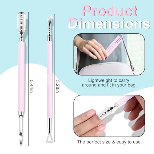 NXJ INFILILA Cuticle Pusher and Cuticle Cutter, 2Pcs Pink Cuticle Pusher Tool Stainless Triangle Cuticle Peeler Scraper Manicure Pedicure Tools Cuticle Remover Kit for Nail Care - size: Pink Cuticle Tools-2pcs