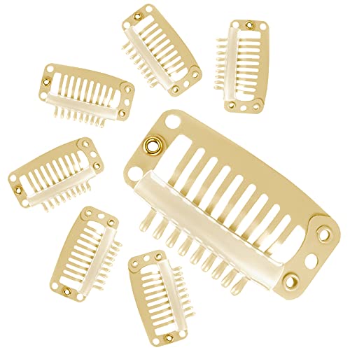 WILLBOND 30 Pcs Wig Clips Hair Extensions, 9-Teeth 32 Mm, Beige - color: Beige