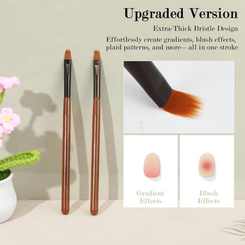 2PCS Ombre Nail Brush, Quick Nail Painting Designs Tools, Nail Design Brushes, Acrylic Ombre Brush for Nails for DIY & Salon Nail Supplies