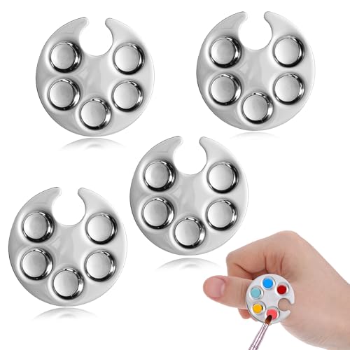 4 Pack Mini Nail Art Palette, Nails Rings Palette, Finger Rings Metal Manicure Palettes Tools, Nails Polish Mixing Plate, Gel Palettes Manicure for Nail Art Display - color: A